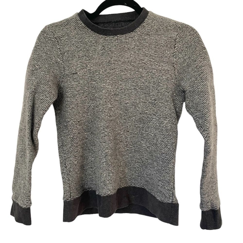Club Monaco sweater womens 100% wool heathered black grey crewneck sweater